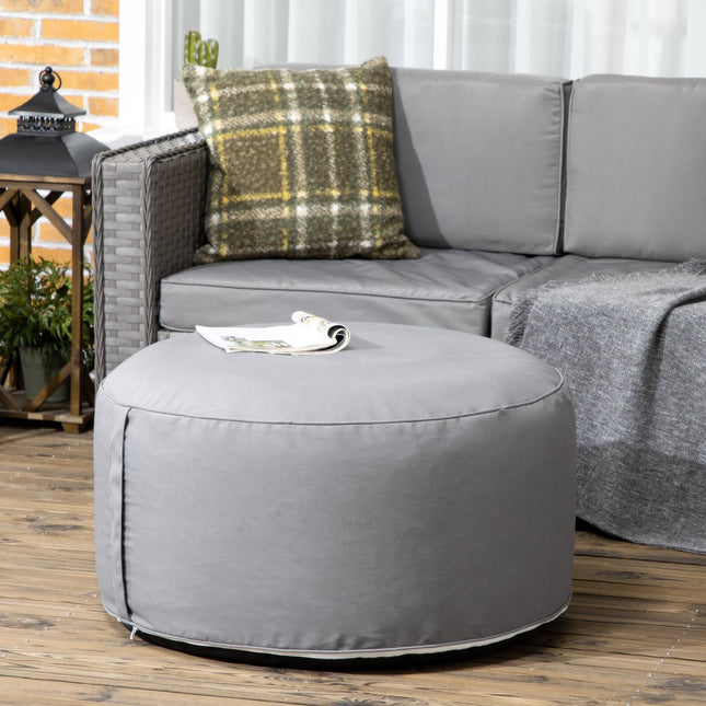 Ottoman, Opblaasbare Voetenbank, Voetensteun Voor Binnen En Buiten, Draagvermogen Tot 150 Kg, Polyester, Donkergrijs, 80 X 80 X 37 Cm