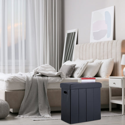 Ottoman in black artificial leather