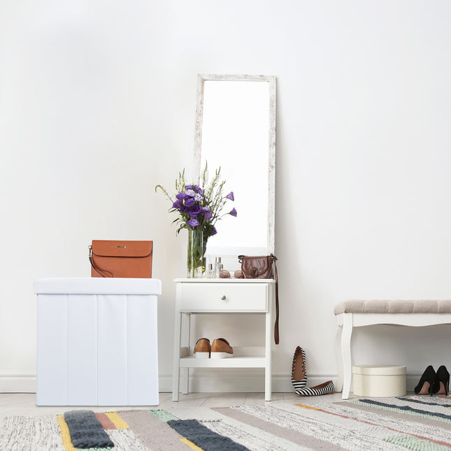 Ottomane in wit kunstleer