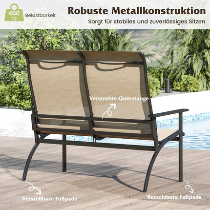 Outdoor 2-Seater Garden Bench, Weatherproof, 400kg Capacity
