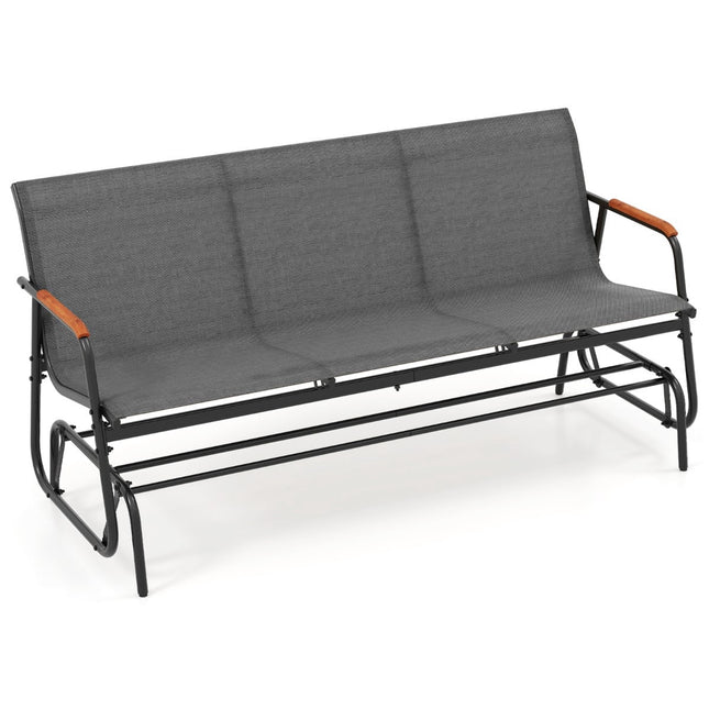 Outdoor 3-Person Glider Bench with Breathable Fabric Seat