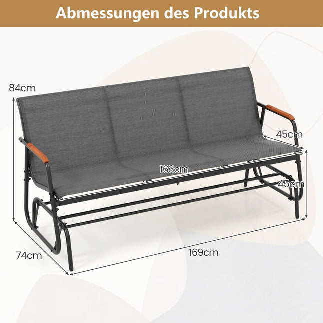 Outdoor 3-Person Glider Bench with Breathable Fabric Seat