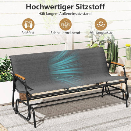 Outdoor 3-Person Glider Bench with Breathable Fabric Seat