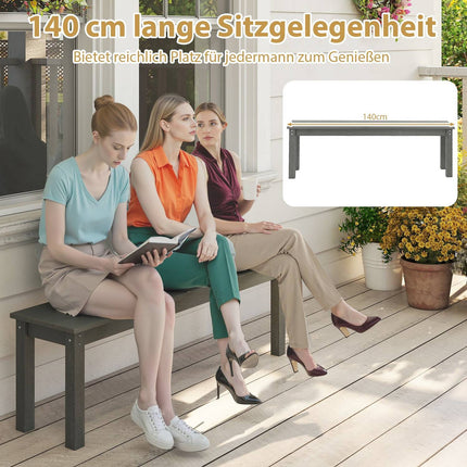 Outdoor 3-Seater Bench, Weatherproof HDPE, 140 cm