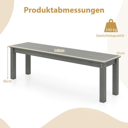 Outdoor 3-Seater Bench, Weatherproof HDPE, 140 cm