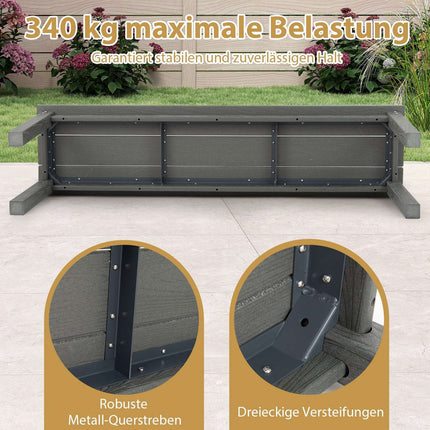 Outdoor 3-Seater Bench, Weatherproof HDPE, 140 cm