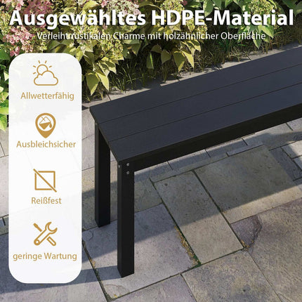 Outdoor 3-Seater Bench, Weatherproof HDPE, 140 cm