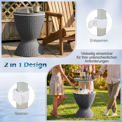 Outdoor 3-in-1 Cool Bar, 30L Ice Cooler & Table, Grey