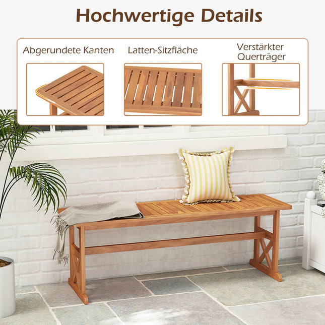 Outdoor Acacia Wood Bench, 130 cm, Seats 2-3, Slatted Design