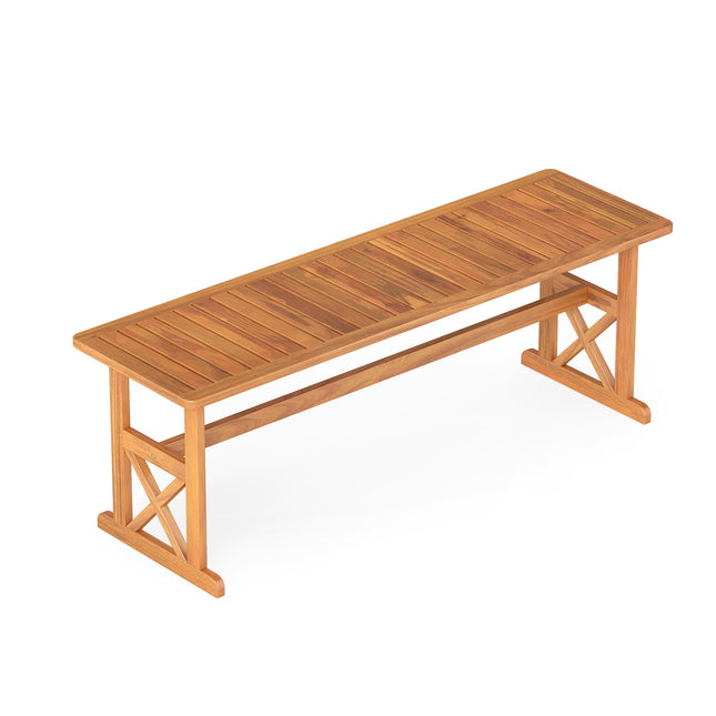 Outdoor Acacia Wood Bench, 130 cm, Seats 2-3, Slatted Design