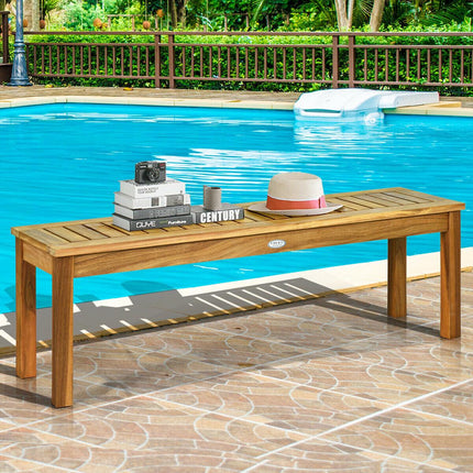 Outdoor Acacia Wood Bench, 52-Inch, 3-Seat