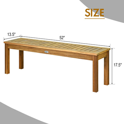 Outdoor Acacia Wood Bench, 52-Inch, 3-Seat