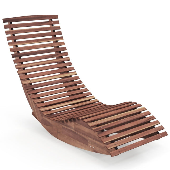 Outdoor Acacia Wood Rocking Sun Lounger, Ergonomic, 157cm