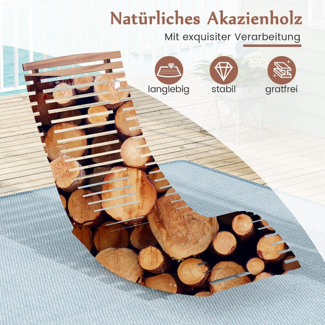 Outdoor Acacia Wood Rocking Sun Lounger, Ergonomic, 157cm