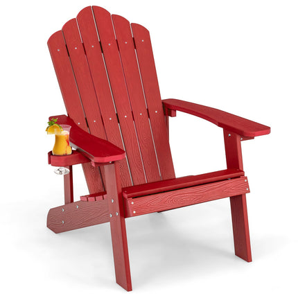 Outdoor Adirondack Chair, HIPS, Cup Holder, Red