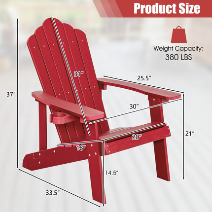 Outdoor Adirondack Chair, HIPS, Cup Holder, Red
