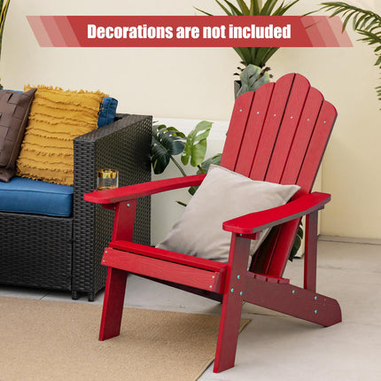 Outdoor Adirondack Chair, HIPS, Cup Holder, Red