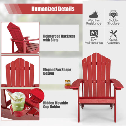Outdoor Adirondack Chair, HIPS, Cup Holder, Red