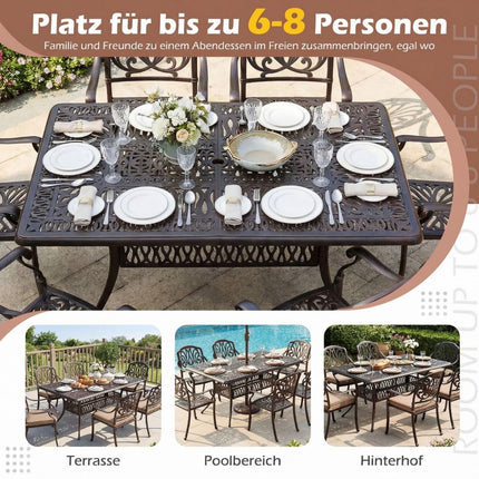 Outdoor Aluminum Patio Table with Umbrella Hole, 151x91 cm