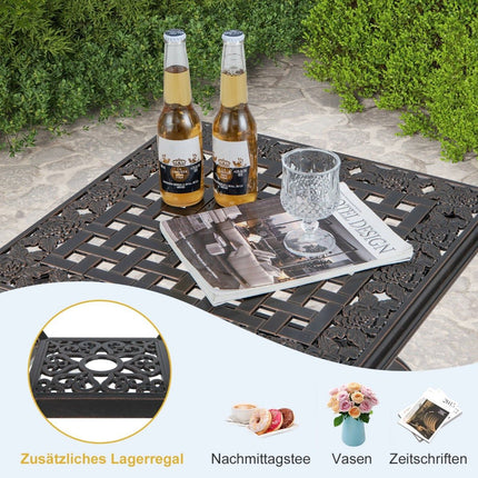 Outdoor Aluminum Side Table, Copper, 53x53x48 cm, 2-Tier