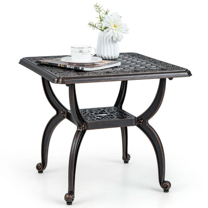 Outdoor Aluminum Side Table, Copper, 53x53x48 cm, 2-Tier