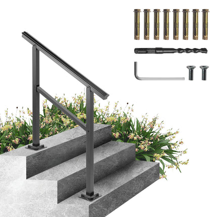 Outdoor Aluminum Stair Handrail, Adjustable 2–3 Steps