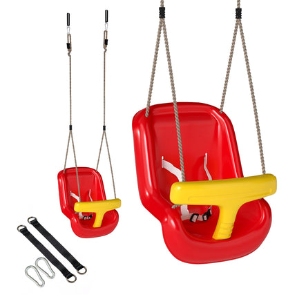 Outdoor Baby Swing with High Backrest, Adjustable Ropes