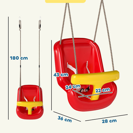 Outdoor Baby Swing with High Backrest, Adjustable Ropes