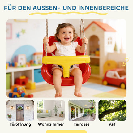 Outdoor Baby Swing with High Backrest, Adjustable Ropes
