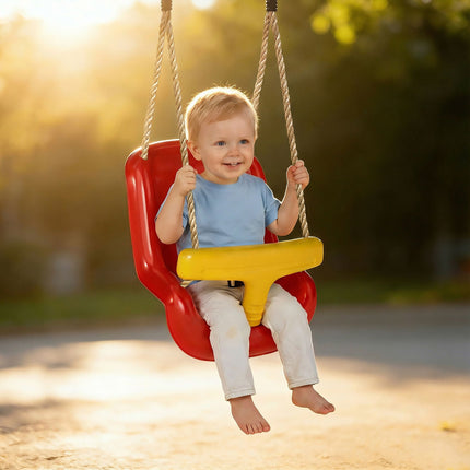 Outdoor Baby Swing with High Backrest, Adjustable Ropes