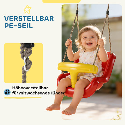 Outdoor Baby Swing with High Backrest, Adjustable Ropes