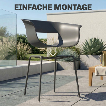 Outdoor Balcony Chairs Set of 4, Ergonomic, Dark Grey