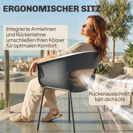 Outdoor Balcony Chairs Set of 4, Ergonomic, Dark Grey