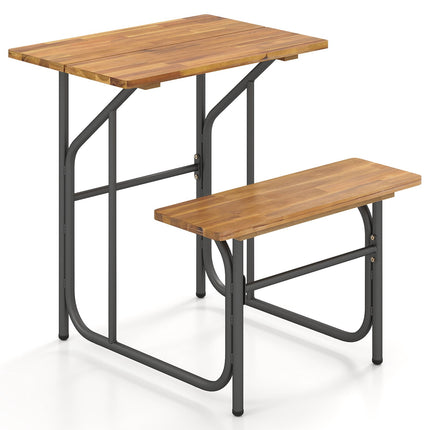Outdoor Balcony Table Set with Acacia Wood & Metal