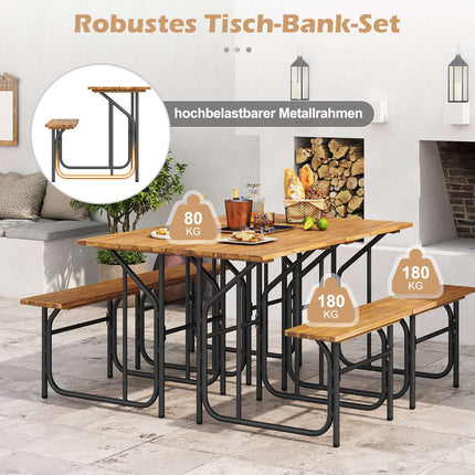 Outdoor Balcony Table Set with Acacia Wood & Metal