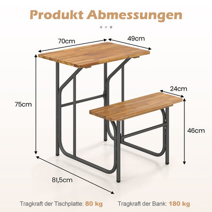 Outdoor Balcony Table Set with Acacia Wood & Metal