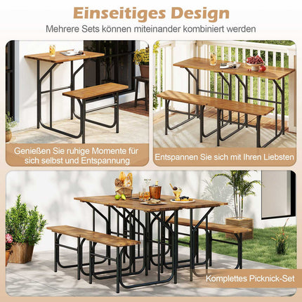 Outdoor Balcony Table Set with Acacia Wood & Metal