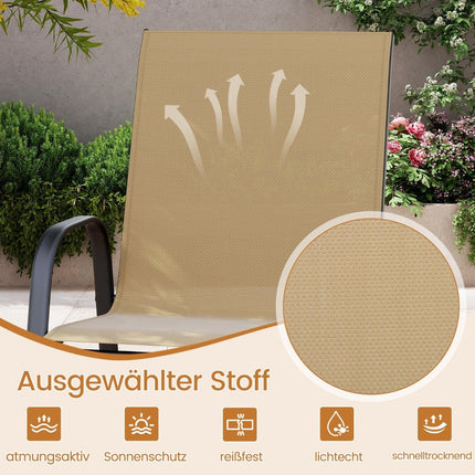 Outdoor Bar Stools Set, High Back & Armrests, 150kg Capacity