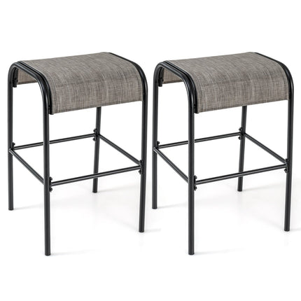 Outdoor Bar Stools, Set of 2, 76cm, Metal Frame, 180kg Capacity