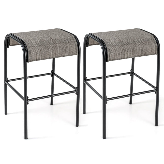 Outdoor Bar Stools, Set of 2, 76cm, Metal Frame, 180kg Capacity