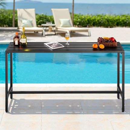 Outdoor Bar Table 63 x 15 In, Waterproof Steel, Black