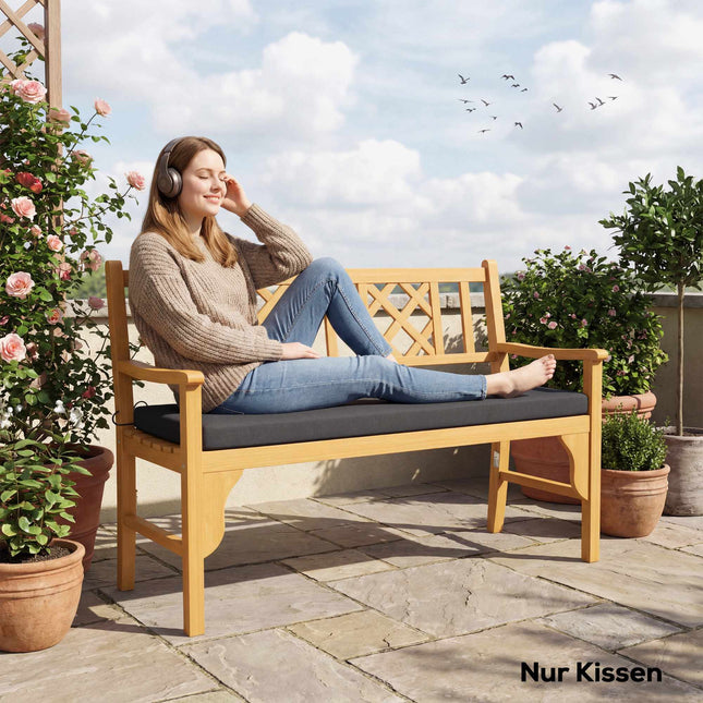 Outdoor Bench Cushion, Water-Repellent, 110 x 46 cm, Dark Grey