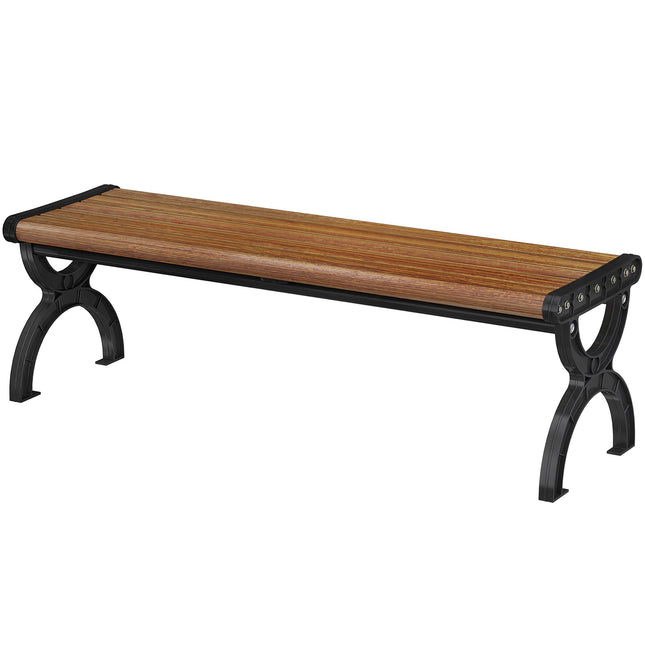 Outdoor Bench, Metal & Fiberglass, 240kg Capacity, Wood Grain