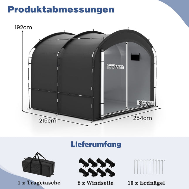 Outdoor Bike Storage Tent, Waterproof, Fits 7-8 Bikes