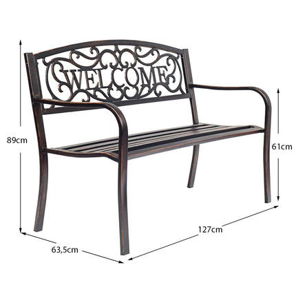 Outdoor Bronze Garden Bench with Backrest, 320kg Capacity