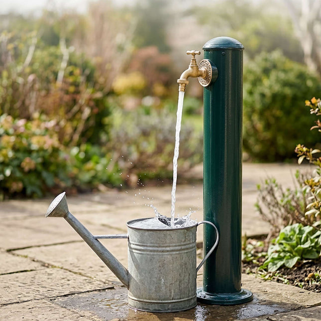 Outdoor Cast Aluminium Water Fountain Column, Green