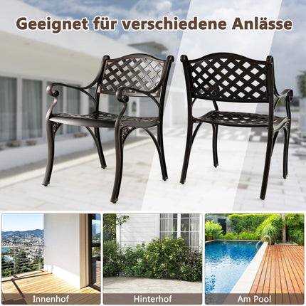 Outdoor Cast Aluminum Chairs, Set of 2, Bronze Finish