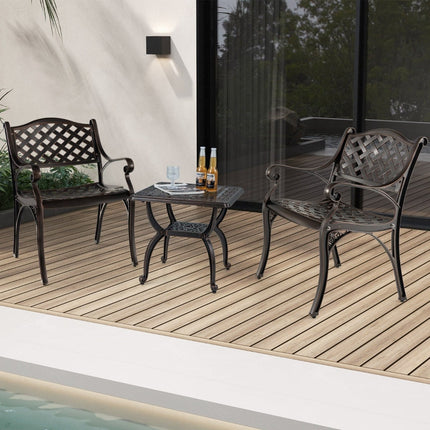Outdoor Cast Aluminum Chairs, Set of 2, Bronze Finish