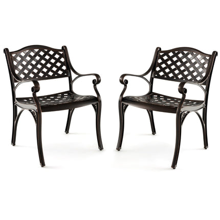 Outdoor Cast Aluminum Chairs, Set of 2, Bronze Finish