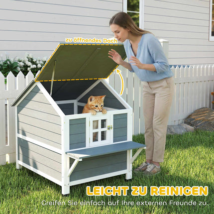 Outdoor Cat House, Elevated Design, Waterproof Roof